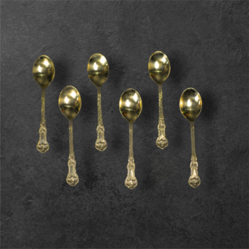 Traditional Handcrafted Brass Spoon |Serveware Tablewear | Desert Spoon | Length 5 Inch 6 Piece -Gold
