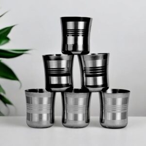 Stainless Steel Glass Set | Set of 6 Pieces | Unbreakable & Rust-Free | Ideal for Home, Kitchen & Dining Use | 300 ml