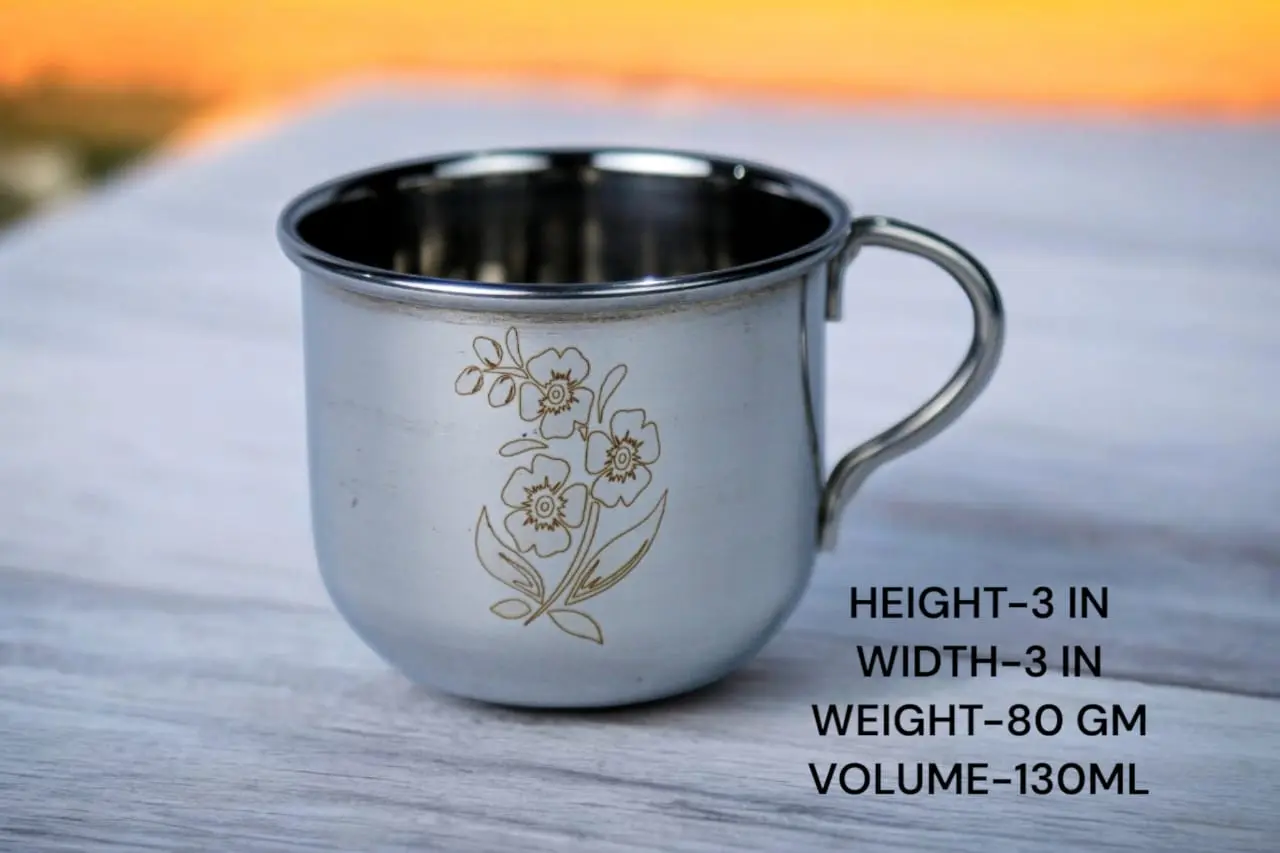 Classic Stainless Steel Tea Cup – Durable & Elegant Cup for Daily Use and Travel | Coffee and Tea Cup Set of 6 | 130 ML - Image 2