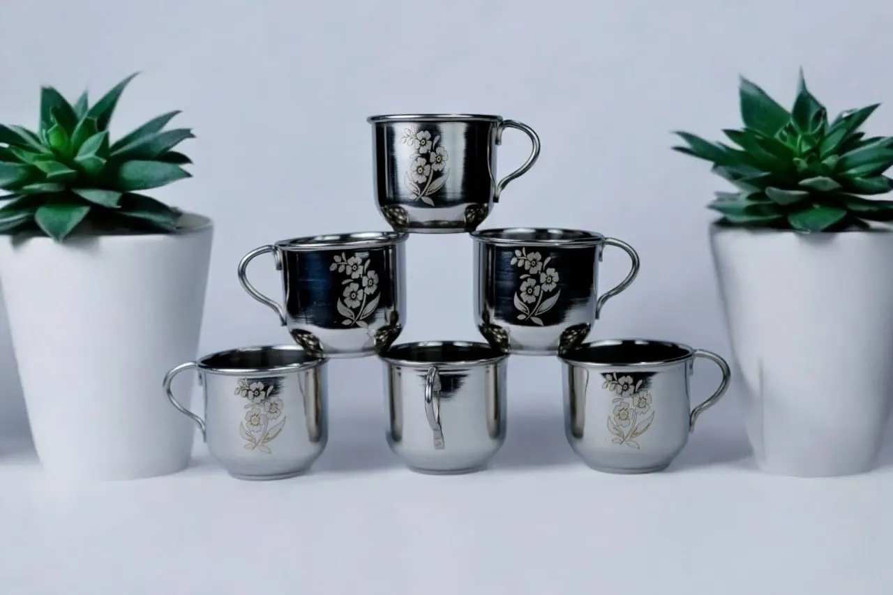 Classic Stainless Steel Tea Cup – Durable & Elegant Cup for Daily Use and Travel | Coffee and Tea Cup Set of 6 | 130 ML - Image 8