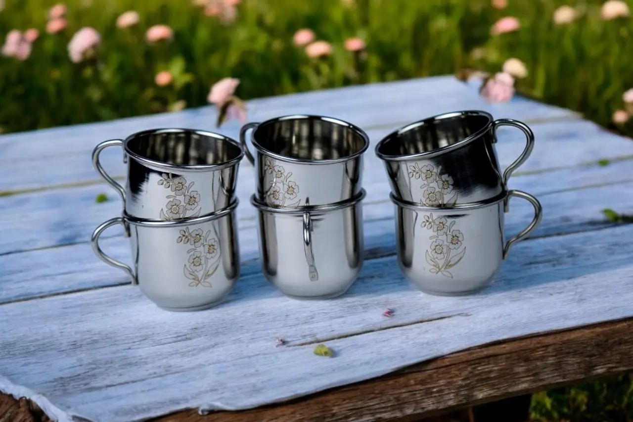 Classic Stainless Steel Tea Cup – Durable & Elegant Cup for Daily Use and Travel | Coffee and Tea Cup Set of 6 | 130 ML - Image 10