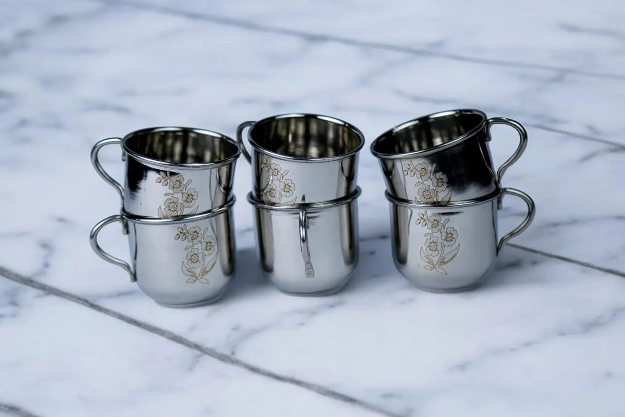 Classic Stainless Steel Tea Cup – Durable & Elegant Cup for Daily Use and Travel | Coffee and Tea Cup Set of 6 | 130 ML - Image 4