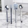 Stainless Steel Cooking Spoon Set – Pack of 4 | Ladle, Skimmer, Spatula & Serving Spoon | Heavy-Duty Kitchen Tools