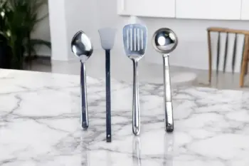 Stainless Steel Cooking Spoon Set – Pack of 4 | Ladle, Skimmer, Spatula & Serving Spoon | Heavy-Duty Kitchen Tools