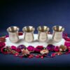 Brass Puja Glass Set – Pack of 4 | Pure Brass Tumblers for Panchamrit, Ganga Jal & Ritual Use