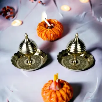 Traditional Brass Agarbatti Stand – Incense Holder with Ash Catcher for Puja, Meditation & Home Fragrance | Set of 2