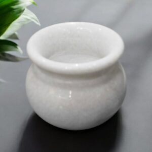Original White Marble Stone Lota | Handcrafted Sacred Water Pot for Puja, Gangajal & Temple Use
