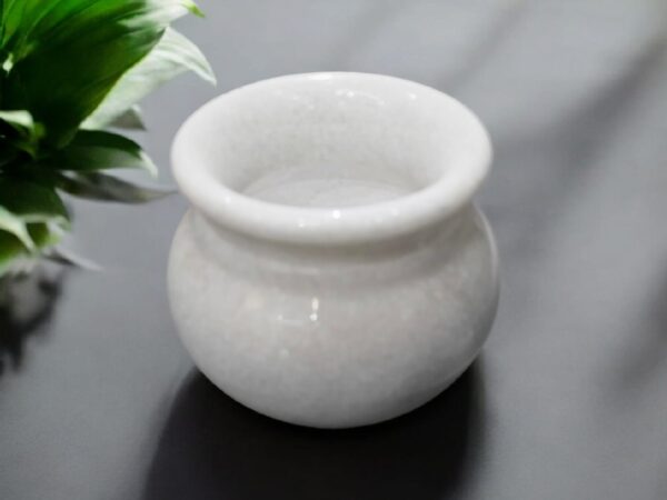 Original White Marble Stone Lota | Handcrafted Sacred Water Pot for Puja, Gangajal & Temple Use