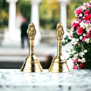 DINODINK Brass Hand Bell (Pack of -2) Ghanti for Puja Ghanti for Tample|Garuda Sheshnag