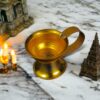 DINODINK Home Decor Purifying Brass Dhuna Loban Burner| Incense Burner Dhoop Dani Stand with Handle | Dhupachi | Gold
