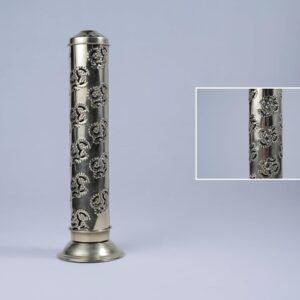 DINODINK Pure Brass Om 35 Design Agarbatti| Incense Stick Stand|Holder with Dust and Burn Safety Ash Catcher (Gold, Height: 10 Inch)