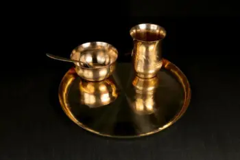 DINODINK Traditional Kansa Bronze Finish Dinner Thali Set of 4 Pieces | KANSA | Dinner Sets of 4 | Gold