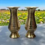 Handcrafted Pure Brass Flower Vase – Elegant Home Décor Accent | set of 2