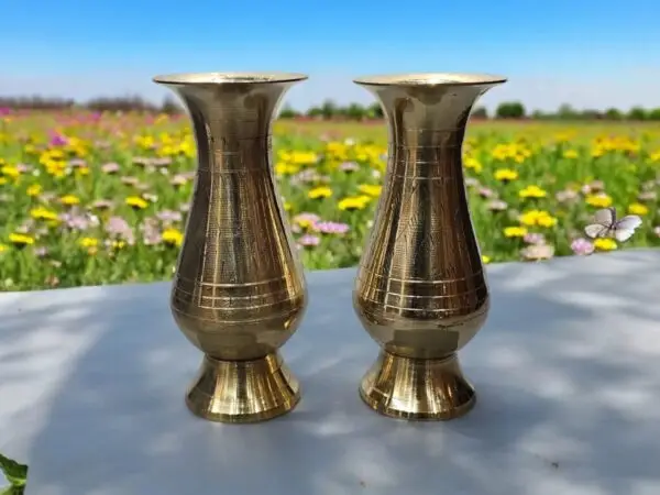 Handcrafted Pure Brass Flower Vase – Elegant Home Décor Accent | set of 2