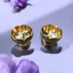 Sunflower Shaped Brass Akhand Jyoti Diya – Eternal Flame Diya for Mandir & Puja Decor | set of 2