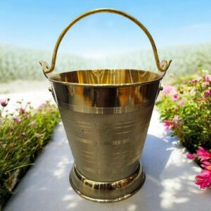 Traditional Brass Puja Balti | Ritual Water Bucket for Pooja Use