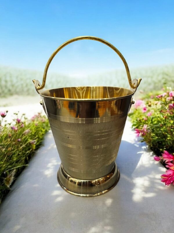 Traditional Brass Puja Balti | Ritual Water Bucket for Pooja Use