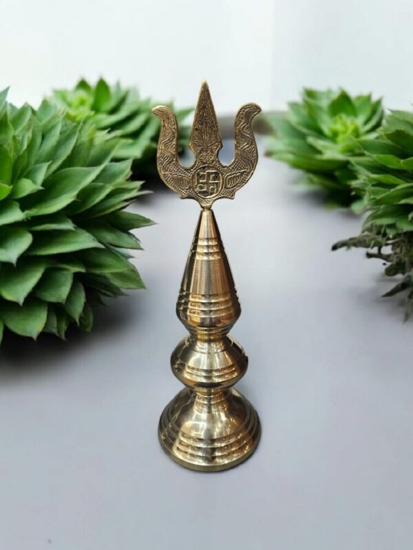 Brass Trishul Temple Shikhar Kalash – Gumbad/Dome Top Kalasham for Mandir